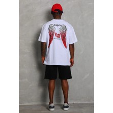 Glam Love Oversize Baskılı Bisiklet Yaka T-Shirt - Beyaz -