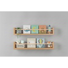 Özgürce Çocuk Odası 30X9 Çam Mdf Montessori Eğitici Kitaplık ve Organizer Seti