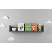 Özgürce 40X9 Antrasit Mdf Çocuk Odası Montessori Organizer ve Kitaplık Seti