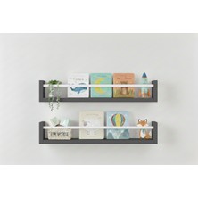 Özgürce 50X9 Antrasit Mdf Çocuk Odası Montessori Kitaplık ve Organizer Seti