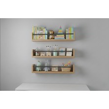 Özgürce 80X9X3 cm Çocuk Odası Montessori Eğitici Kitaplık ve Organizer Seti