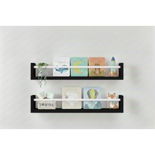 Özgürce Çocuk Odası 30X9 Siyah Mdf 2'li Organizer Seti Montessori Kitaplık