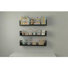 Özgürce 70X9X3 cm Siyah Mdf Çocuk Odası Montessori Organizer Seti