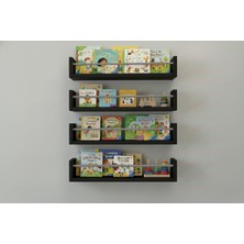 Özgürce 40X9X4 Siyah Mdf Bebek Odası Montessori Eğitici Set Kitaplık Raf