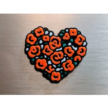 ADA 3D Çiçek Desenli Kırmızı Kalp Motifli Dekoratif Obje Süs Buzdolabı Magneti