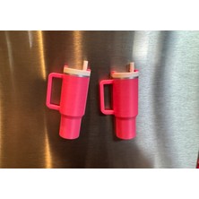ADA 3D Popüler Stanley Termos Bardak Görünümlü Mini Pembe Aksesuar Buzdolabı Magneti