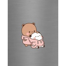 ADA 3D Arkadan Sarılan Romantik Çift Ayıcıklar Sevgililer Günü Hediyesi Buzdolabı Magneti Dudu ve Bubu