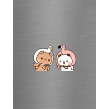 ADA 3D Flamingo ve Kuğu Kostümlü Dudu Bubu Panda Çifti Sevgili Hediye Dekoratif Buzdolabı Magneti