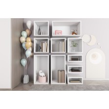Özgürce Çocuklar Için Modüler Beyaz Kitaplık, Modern ve Şık Tasarım