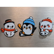 ADA 3D Kış Masalı Kardan Adam Penguen Kutup Ayısı Yılbaşı Hediyesi Dekoratif Buzdolabı Magneti