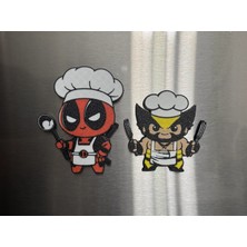 ADA 3D Deadpool ve Wolverine Aşçı Kostümlü Marvel Karakterleri Dekoratif Buzdolabı Magneti