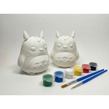 Alwes Store Alwesstore Totoro 2'li Boyama Seti - Kendin Yap (Dıy) Figür Seti - 6 Renk Boya & 2 Fırça Hediyeli