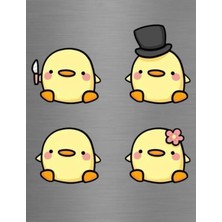 ADA 3D Bıçaklı Komik Civciv ve Silindir Şapkalı Figürlü Esprili Süs Buzdolabı Magneti