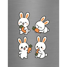 ADA 3D Havuç Yiyen Sevimli Beyaz Tavşan Figürlü Mutfak Dekoru Süs Buzdolabı Magneti