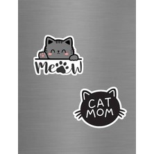 ADA 3D Cat Mom Yazılı Pati ve Kedi Figürlü Hayvansever Süs Buzdolabı Magneti