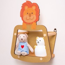 Özgürce Çocuklar Için Aslan Figürlü Duvar Rafı, Montessori Hayvan Tasarımı