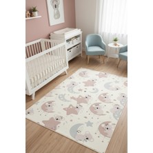The Reef Design Sevimli Koala Figürlü Halı Pastel  Bej Renkli Dijital Baskılı Kaymaz Tabanlı  Bebek ve Çocuk Halısı