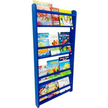 Özgürce 4 Katlı Pembe/mavi Montessori Duvara Monte Kitaplık, 60 cm Çam Ağacı