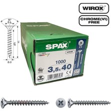 Spax Evrensel Vida 3.5 x 40MM 1.000 Adet Tam Dişli Havşa Başlı Yıldız Z1 Spax-S Versiyon Wırox Kaplama