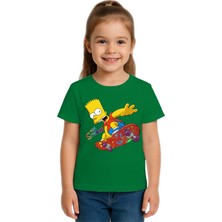 Sedirli Unisex Sımpsons Baskılı Çocuk Tişört Pamuklu Penye Kumaş