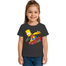 Sedirli Unisex Sımpsons Baskılı Çocuk Tişört Pamuklu Penye Kumaş
