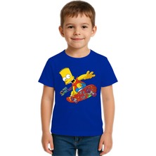 Sedirli Unisex Sımpsons Baskılı Çocuk Tişört Pamuklu Penye Kumaş