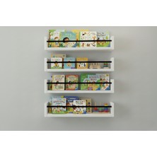 Özgürce 70X4 Beyaz Mdf Bebek Odası Montessori Eğitici Kitaplık Seti