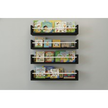 Özgürce 50X9X4 Siyah Mdf Bebek Odası Montessori Çocuk Kitaplık Seti