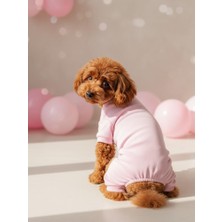 Kemique Soft Pink Pamuklu Köpek Tulumu Pastel Pembe Pijama
