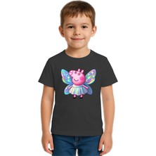 Sedirli Unisex Peppa Pig Baskılı Çocuk Tişört Pamuklu Penye Kumaş