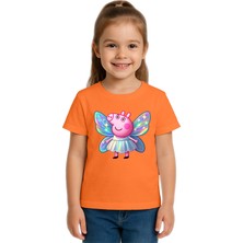 Sedirli Unisex Peppa Pig Baskılı Çocuk Tişört Pamuklu Penye Kumaş