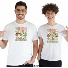 Etoile Studio Vegan Tasarım Unisex %100 Pamuklu Oversize Grafik Baskılı Bisiklet Yaka Tişört