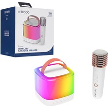İlk El Grup Ieg™ Beyaz Karaoke Mikrofonlu Wireless Hoparlör - Speaker Işıklı USB Şarjlı Bt - Tf Card - Au