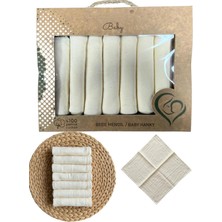 Ens Group Avm 7’li %100 Pamuk Müslin Bebek Ağız Mendili – Bej & Sade Kutulu Set