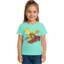Sedirli Unisex Sımpsons Baskılı Çocuk Tişört Pamuklu Penye Kumaş
