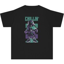 Tişört Kodu Chillin’ Urban Çocuk Tişört – Cool Street Style Baskılı Siyah T-Shirt