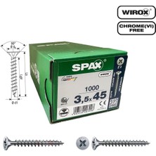 Spax Evrensel Vida 3.5 x 45MM 1.000 Adet Tam Dişli Havşa Başlı Yıldız Z1 Spax-S Versiyon Wırox Kaplama