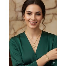zdjewelry Çeyrekli Kolye, Burgu Zincir Kolye , Çeyrek Altın Takılan Arpa Zincir Çeyrek Bileklik 2 Li Set