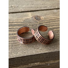 Aida Jewelss El Yapımı 2li Saf Bakır Yüzük , 2 Adet Ayarlanabilir Ölçü Saf Bakır Yüzük