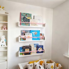Özgürce 60 cm 3’lü Mdf Lam Montessori Pembe Raf ve Kitaplık Seti