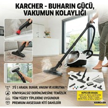 Karcher 3 Ü 1 Arada Buharlı Vakumlu Temizlik Makinesi Süpürge Islak Kuru Vakum Dezenfektan 2200W 4 Bar Alerji Dostu Hepa Filtreli Mop Sv 7
