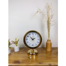 Çetiner Group Gold Metal Çini Desen Masa Saati 25×20 cm