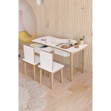 Özgürce Çocuklar Için Montessori Oyun ve Çalışma Masası Seti 45X90 Cm, 2 Sandalyeli