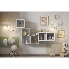 Özgürce Minimalist Küp Tasarım Çocuk Kitaplığı ve Duvar Rafı Seti