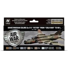 Vallejo 71604 8X18 Ml. Soviet/russian Colors Su7/17 Fitter From Cold War To 80's, Model Air Serisi Model Boyası Seti