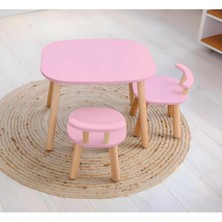 Özgürce Bebek Pembe Çocuk Odası Masa ve Sandalye Seti, Montessori Aktivite Masası