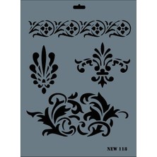 Mestore Rich New Seri N-118 Stencil 35X25 cm - 9996670592963