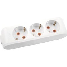 Mestore Viko Multi-Led Üçlü Priz Topraklı Çocuk Korumalı Klemensli-Beyaz - 8691138221775
