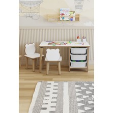 Özgürce Çocuklar Için Renkli Çalışma ve Aktiviteli Masa Takımı, Panda Sandalyeli