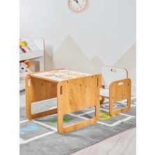 Özgürce Ahşap Montessori Aktivite Masa ve Sandalye Seti, 0-18 Ay, Yenidoğan